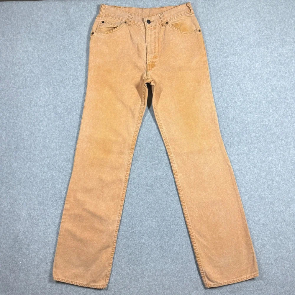 Vintage‎ 1980s Levi's 630-7775 White Tab Jeans Tan Orange Actual 28x34 Talon 42